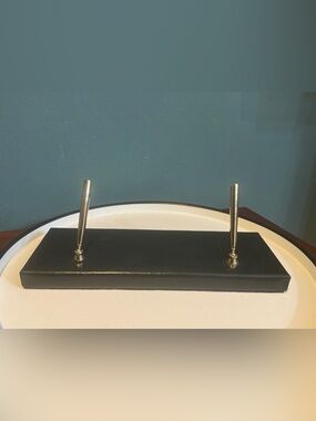 BOSCA Hand Stained Black Leather Covered Pen & Pencil Holder Desk Accessories